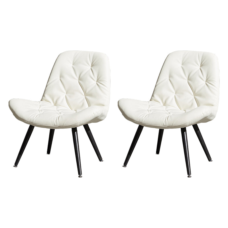 Modern Indoor-Outdoor Chair Metal Home Slipper Upholstered Armless Parsons Chair White 2 Piece Set Clearhalo ' kitchen&dining_furn' 'Dining Chairs' 'Dining Tables & Seating' 'dining_chair' 'furn' 'furn_dining_chair' 'Furniture' 'furniture_dining_chair' 'Kitchen & Dining Furniture' 'kitchen' 3871715