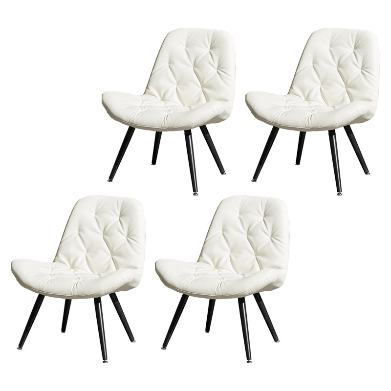 Modern Indoor-Outdoor Chair Metal Home Slipper Upholstered Armless Parsons Chair White 4 Piece Set Clearhalo ' kitchen&dining_furn' 'Dining Chairs' 'Dining Tables & Seating' 'dining_chair' 'furn' 'furn_dining_chair' 'Furniture' 'furniture_dining_chair' 'Kitchen & Dining Furniture' 'kitchen' 3871716