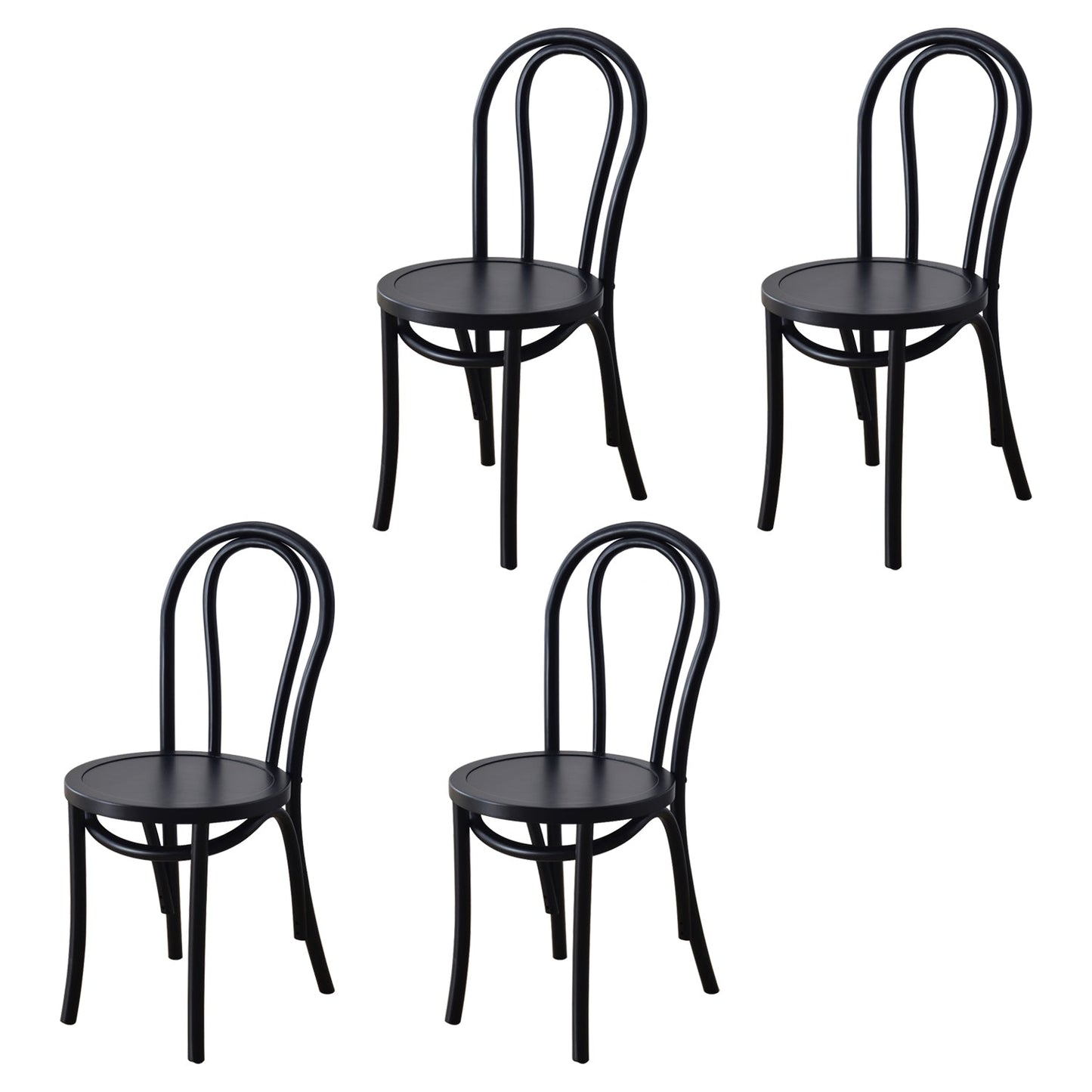 Contemporary Style Solid Wood Chair Windsor Back Side Kitchen Dining Chairs Black Wood 4 Piece Set Clearhalo ' kitchen&dining_furn' 'Dining Chairs' 'Dining Tables & Seating' 'dining_chair' 'furn' 'furn_dining_chair' 'Furniture' 'furniture_dining_chair' 'Kitchen & Dining Furniture' 'kitchen' 3871726
