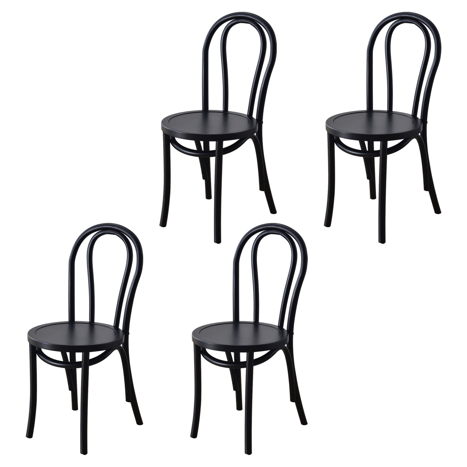Contemporary Style Solid Wood Chair Windsor Back Side Kitchen Dining Chairs Black Wood 4 Piece Set Clearhalo ' kitchen&dining_furn' 'Dining Chairs' 'Dining Tables & Seating' 'dining_chair' 'furn' 'furn_dining_chair' 'Furniture' 'furniture_dining_chair' 'Kitchen & Dining Furniture' 'kitchen' 3871726