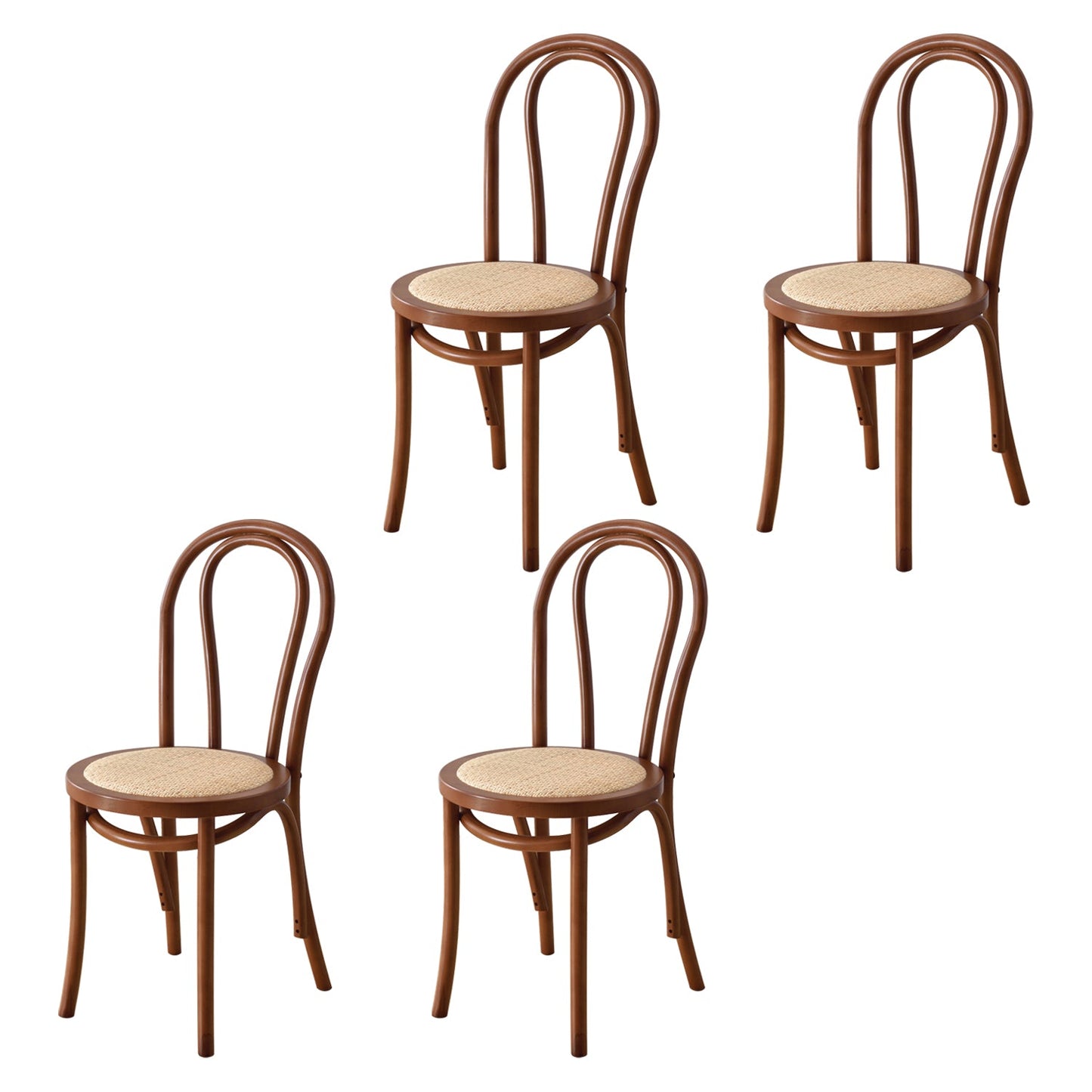 Contemporary Style Solid Wood Chair Windsor Back Side Kitchen Dining Chairs Walnut Wicker & Rattan 4 Piece Set Clearhalo ' kitchen&dining_furn' 'Dining Chairs' 'Dining Tables & Seating' 'dining_chair' 'furn' 'furn_dining_chair' 'Furniture' 'furniture_dining_chair' 'Kitchen & Dining Furniture' 'kitchen' 3871744