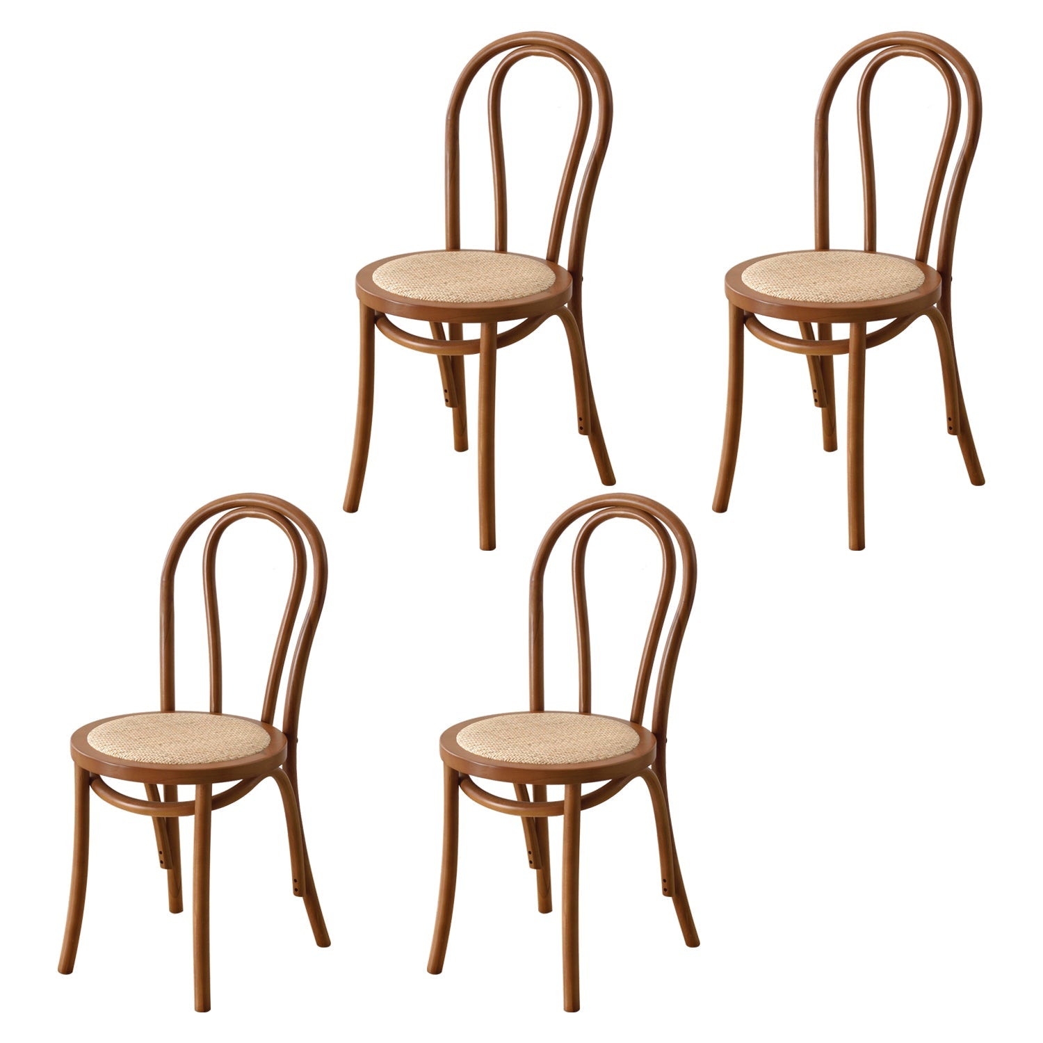 Contemporary Style Solid Wood Chair Windsor Back Side Kitchen Dining Chairs Brown Wicker & Rattan 4 Piece Set Clearhalo ' kitchen&dining_furn' 'Dining Chairs' 'Dining Tables & Seating' 'dining_chair' 'furn' 'furn_dining_chair' 'Furniture' 'furniture_dining_chair' 'Kitchen & Dining Furniture' 'kitchen' 3871747