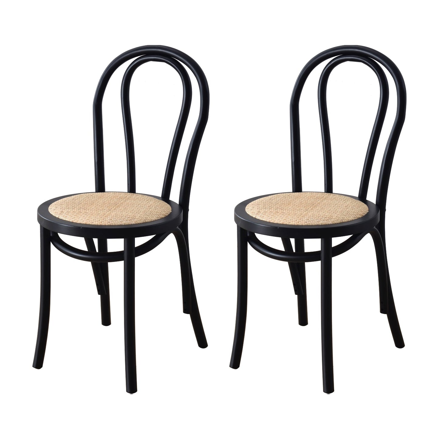Contemporary Style Solid Wood Chair Windsor Back Side Kitchen Dining Chairs Black Wicker & Rattan 2 Piece Set Clearhalo ' kitchen&dining_furn' 'Dining Chairs' 'Dining Tables & Seating' 'dining_chair' 'furn' 'furn_dining_chair' 'Furniture' 'furniture_dining_chair' 'Kitchen & Dining Furniture' 'kitchen' 3871749