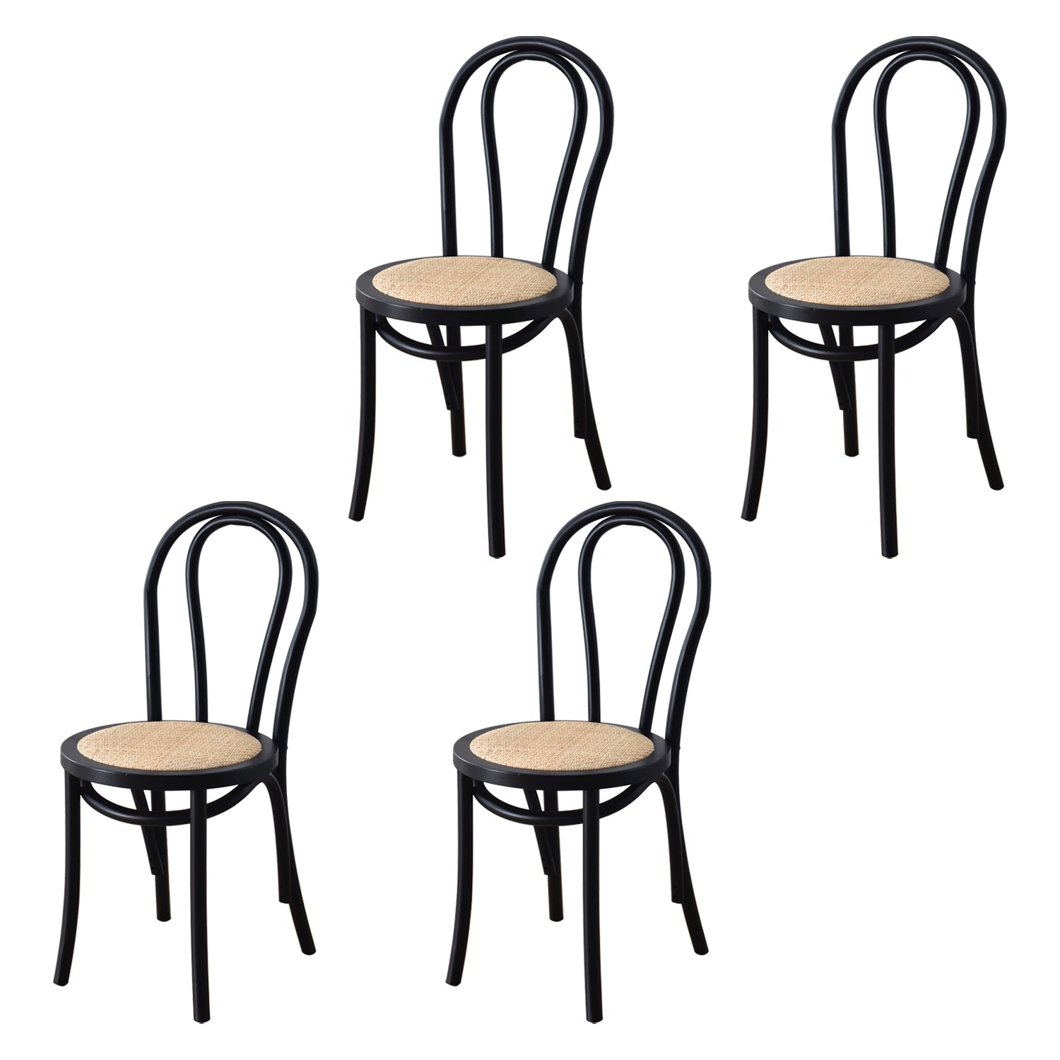 Contemporary Style Solid Wood Chair Windsor Back Side Kitchen Dining Chairs Black Wicker & Rattan 4 Piece Set Clearhalo ' kitchen&dining_furn' 'Dining Chairs' 'Dining Tables & Seating' 'dining_chair' 'furn' 'furn_dining_chair' 'Furniture' 'furniture_dining_chair' 'Kitchen & Dining Furniture' 'kitchen' 3871750