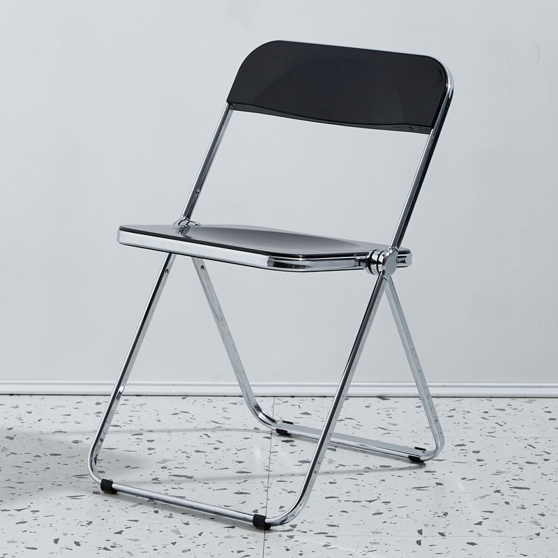 Contemporary Metal Home Side Chair Folding Open Back Dining Side Chair Black 1 Piece Clearhalo ' kitchen&dining_furn' 'Dining Chairs' 'Dining Tables & Seating' 'dining_chair' 'furn' 'furn_dining_chair' 'Furniture' 'furniture_dining_chair' 'Kitchen & Dining Furniture' 'kitchen' 3871765