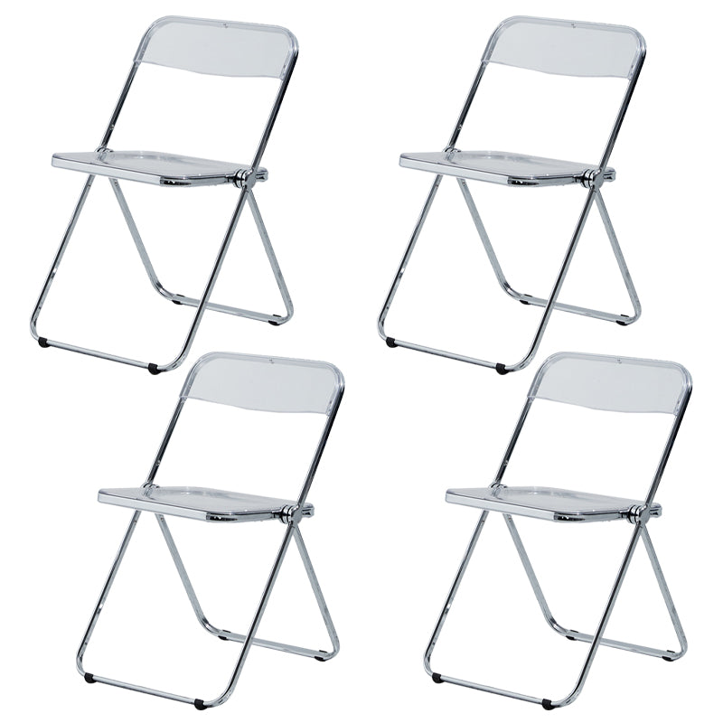 Contemporary Metal Home Side Chair Folding Open Back Dining Side Chair Silver 4 Piece Set Clearhalo ' kitchen&dining_furn' 'Dining Chairs' 'Dining Tables & Seating' 'dining_chair' 'furn' 'furn_dining_chair' 'Furniture' 'furniture_dining_chair' 'Kitchen & Dining Furniture' 'kitchen' 3871780