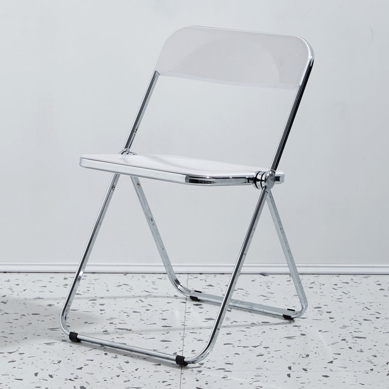 Contemporary Metal Home Side Chair Folding Open Back Dining Side Chair White 1 Piece Clearhalo ' kitchen&dining_furn' 'Dining Chairs' 'Dining Tables & Seating' 'dining_chair' 'furn' 'furn_dining_chair' 'Furniture' 'furniture_dining_chair' 'Kitchen & Dining Furniture' 'kitchen' 3871781