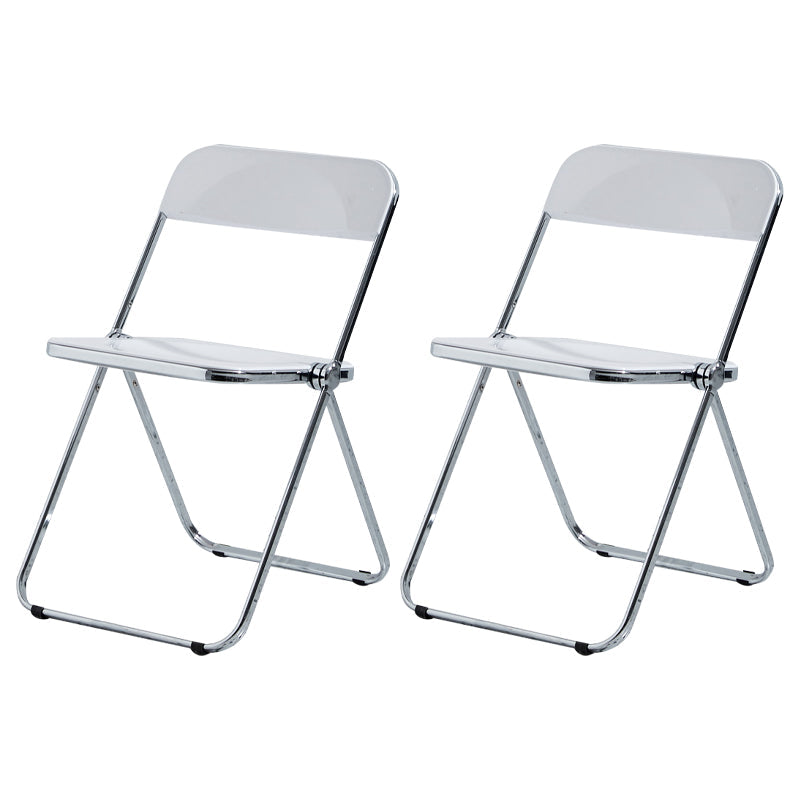 Contemporary Metal Home Side Chair Folding Open Back Dining Side Chair White 2 Piece Set Clearhalo ' kitchen&dining_furn' 'Dining Chairs' 'Dining Tables & Seating' 'dining_chair' 'furn' 'furn_dining_chair' 'Furniture' 'furniture_dining_chair' 'Kitchen & Dining Furniture' 'kitchen' 3871782