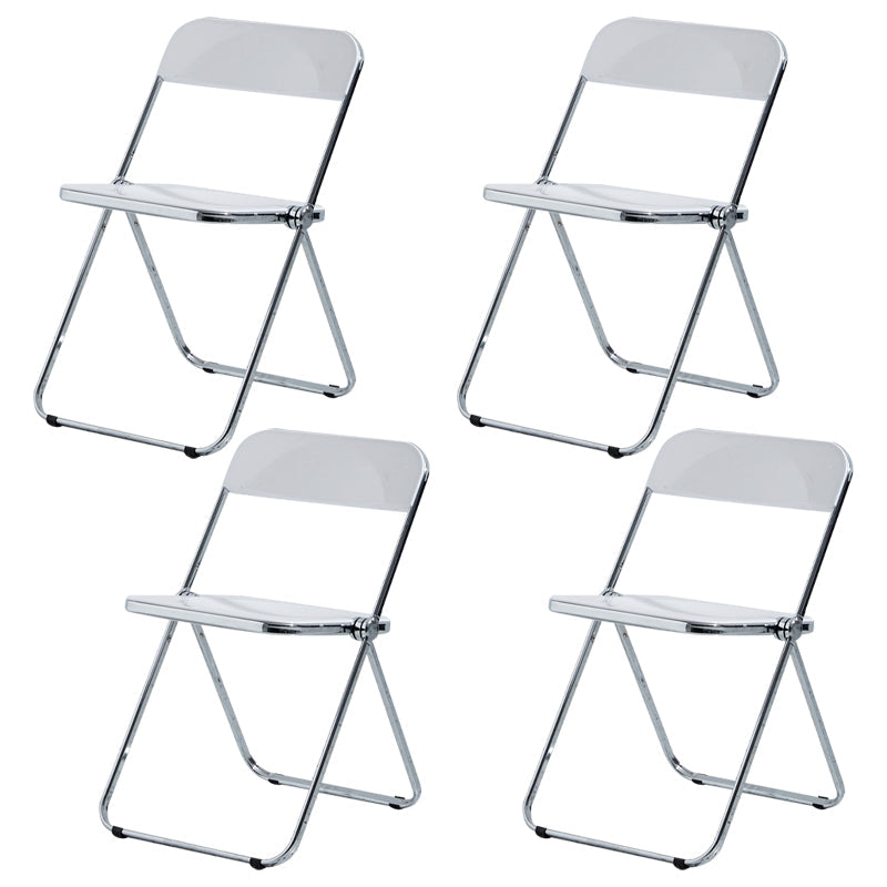 Contemporary Metal Home Side Chair Folding Open Back Dining Side Chair White 4 Piece Set Clearhalo ' kitchen&dining_furn' 'Dining Chairs' 'Dining Tables & Seating' 'dining_chair' 'furn' 'furn_dining_chair' 'Furniture' 'furniture_dining_chair' 'Kitchen & Dining Furniture' 'kitchen' 3871783