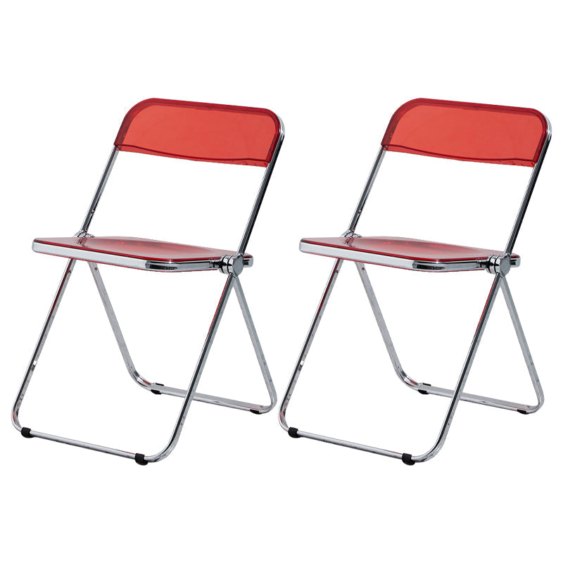 Contemporary Metal Home Side Chair Folding Open Back Dining Side Chair Red 2 Piece Set Clearhalo ' kitchen&dining_furn' 'Dining Chairs' 'Dining Tables & Seating' 'dining_chair' 'furn' 'furn_dining_chair' 'Furniture' 'furniture_dining_chair' 'Kitchen & Dining Furniture' 'kitchen' 3871785