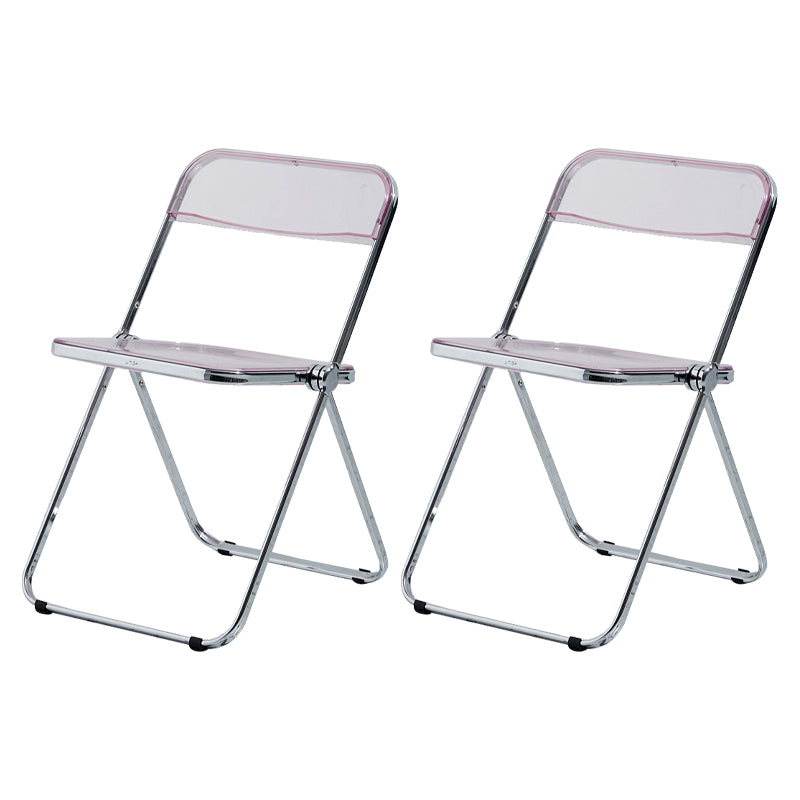Contemporary Metal Home Side Chair Folding Open Back Dining Side Chair Pink 2 Piece Set Clearhalo ' kitchen&dining_furn' 'Dining Chairs' 'Dining Tables & Seating' 'dining_chair' 'furn' 'furn_dining_chair' 'Furniture' 'furniture_dining_chair' 'Kitchen & Dining Furniture' 'kitchen' 3871788