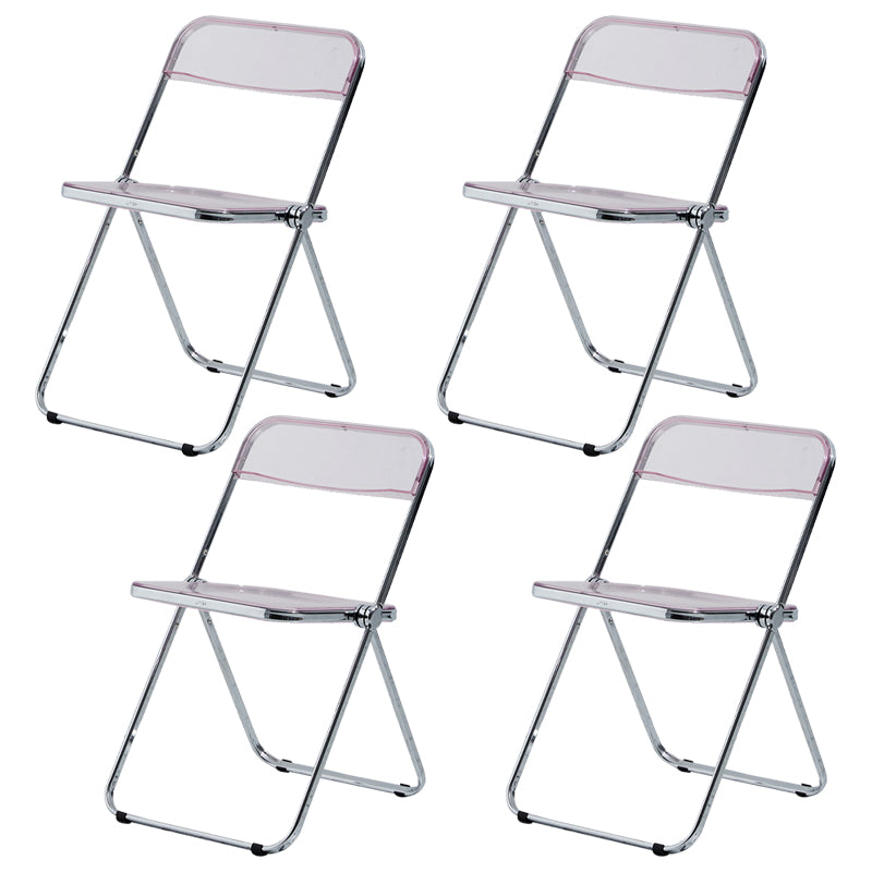 Contemporary Metal Home Side Chair Folding Open Back Dining Side Chair Pink 4 Piece Set Clearhalo ' kitchen&dining_furn' 'Dining Chairs' 'Dining Tables & Seating' 'dining_chair' 'furn' 'furn_dining_chair' 'Furniture' 'furniture_dining_chair' 'Kitchen & Dining Furniture' 'kitchen' 3871789