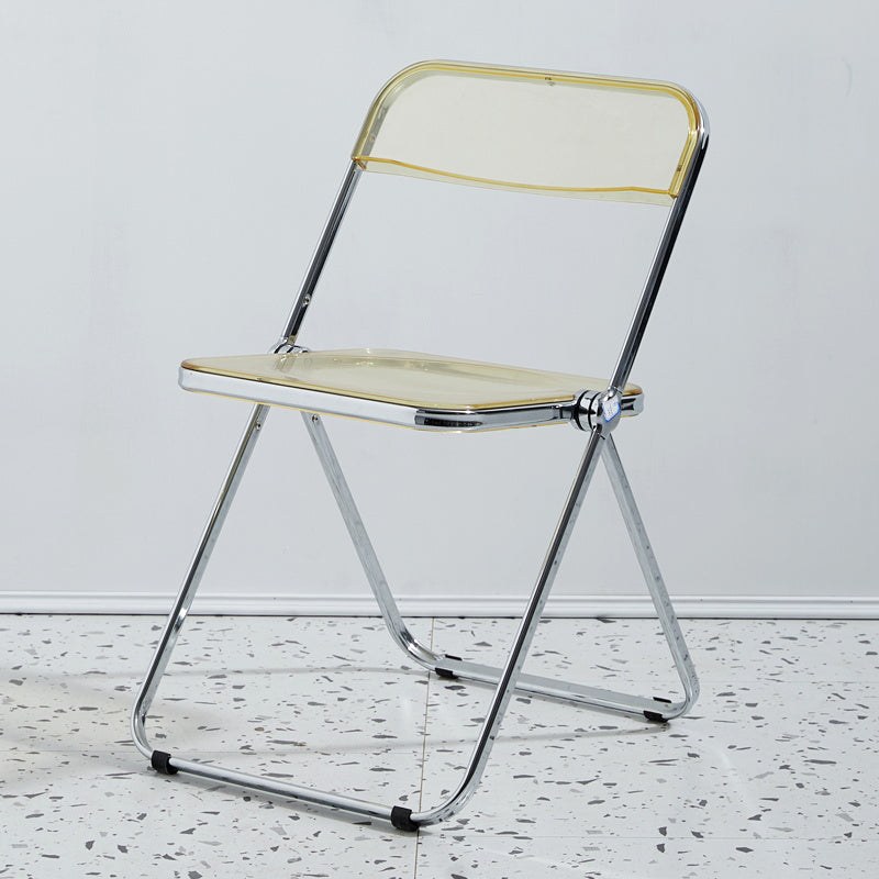 Contemporary Metal Home Side Chair Folding Open Back Dining Side Chair Yellow 1 Piece Clearhalo ' kitchen&dining_furn' 'Dining Chairs' 'Dining Tables & Seating' 'dining_chair' 'furn' 'furn_dining_chair' 'Furniture' 'furniture_dining_chair' 'Kitchen & Dining Furniture' 'kitchen' 3871790