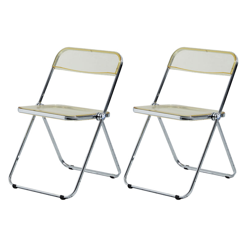 Contemporary Metal Home Side Chair Folding Open Back Dining Side Chair Yellow 2 Piece Set Clearhalo ' kitchen&dining_furn' 'Dining Chairs' 'Dining Tables & Seating' 'dining_chair' 'furn' 'furn_dining_chair' 'Furniture' 'furniture_dining_chair' 'Kitchen & Dining Furniture' 'kitchen' 3871791