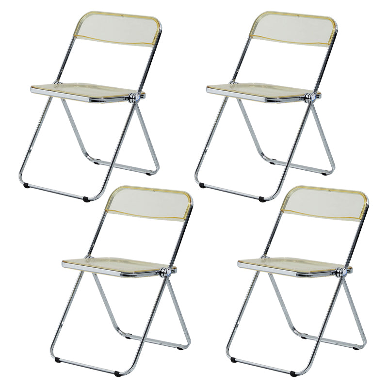Contemporary Metal Home Side Chair Folding Open Back Dining Side Chair Yellow 4 Piece Set Clearhalo ' kitchen&dining_furn' 'Dining Chairs' 'Dining Tables & Seating' 'dining_chair' 'furn' 'furn_dining_chair' 'Furniture' 'furniture_dining_chair' 'Kitchen & Dining Furniture' 'kitchen' 3871792