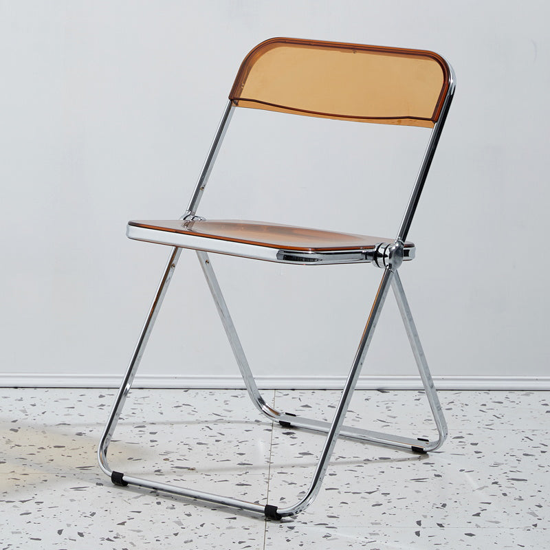 Contemporary Metal Home Side Chair Folding Open Back Dining Side Chair Brown 1 Piece Clearhalo ' kitchen&dining_furn' 'Dining Chairs' 'Dining Tables & Seating' 'dining_chair' 'furn' 'furn_dining_chair' 'Furniture' 'furniture_dining_chair' 'Kitchen & Dining Furniture' 'kitchen' 3871793