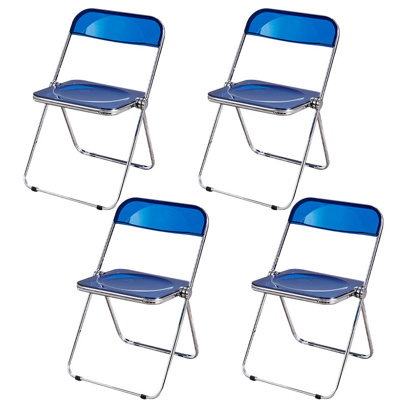 Contemporary Metal Home Side Chair Folding Open Back Dining Side Chair Blue 4 Piece Set Clearhalo ' kitchen&dining_furn' 'Dining Chairs' 'Dining Tables & Seating' 'dining_chair' 'furn' 'furn_dining_chair' 'Furniture' 'furniture_dining_chair' 'Kitchen & Dining Furniture' 'kitchen' 3871798