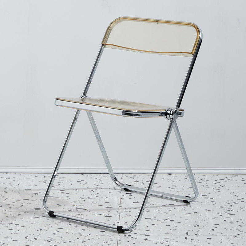 Contemporary Metal Home Side Chair Folding Open Back Dining Side Chair Amber 1 Piece Clearhalo ' kitchen&dining_furn' 'Dining Chairs' 'Dining Tables & Seating' 'dining_chair' 'furn' 'furn_dining_chair' 'Furniture' 'furniture_dining_chair' 'Kitchen & Dining Furniture' 'kitchen' 3871802