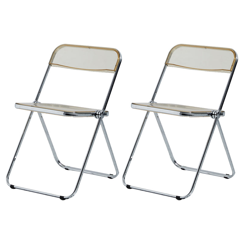 Contemporary Metal Home Side Chair Folding Open Back Dining Side Chair Amber 2 Piece Set Clearhalo ' kitchen&dining_furn' 'Dining Chairs' 'Dining Tables & Seating' 'dining_chair' 'furn' 'furn_dining_chair' 'Furniture' 'furniture_dining_chair' 'Kitchen & Dining Furniture' 'kitchen' 3871803