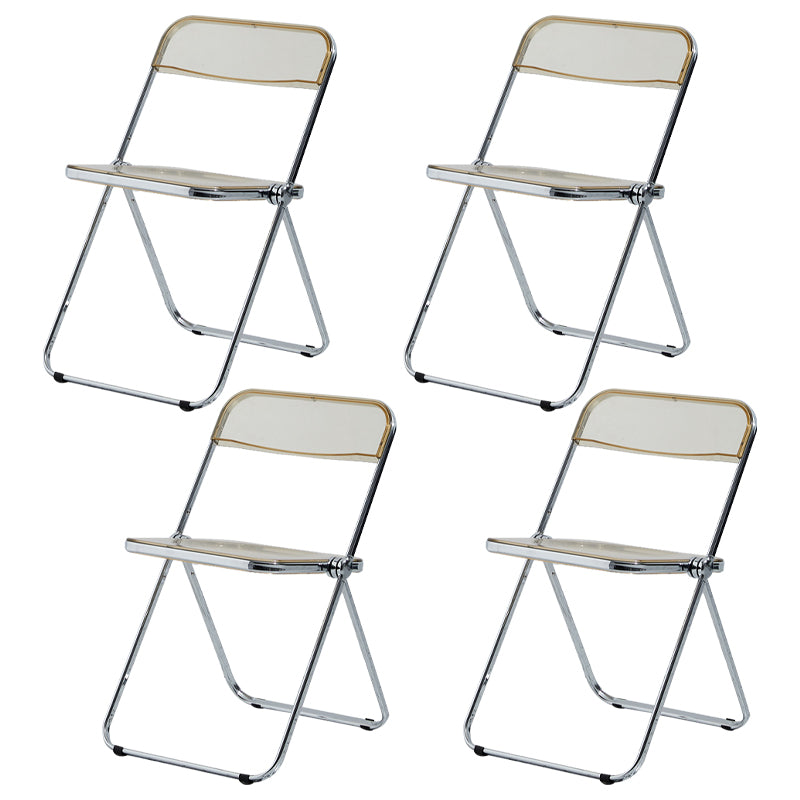 Contemporary Metal Home Side Chair Folding Open Back Dining Side Chair Amber 4 Piece Set Clearhalo ' kitchen&dining_furn' 'Dining Chairs' 'Dining Tables & Seating' 'dining_chair' 'furn' 'furn_dining_chair' 'Furniture' 'furniture_dining_chair' 'Kitchen & Dining Furniture' 'kitchen' 3871804