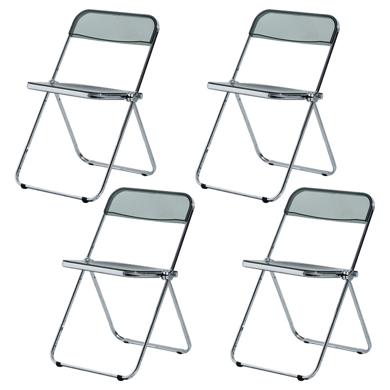 Contemporary Metal Home Side Chair Folding Open Back Dining Side Chair Smoke Gray 4 Piece Set Clearhalo ' kitchen&dining_furn' 'Dining Chairs' 'Dining Tables & Seating' 'dining_chair' 'furn' 'furn_dining_chair' 'Furniture' 'furniture_dining_chair' 'Kitchen & Dining Furniture' 'kitchen' 3871810