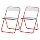 Contemporary Metal Home Side Chair Folding Open Back Dining Side Chair Red Clear 2 Piece Set Clearhalo ' kitchen&dining_furn' 'Dining Chairs' 'Dining Tables & Seating' 'dining_chair' 'furn' 'furn_dining_chair' 'Furniture' 'furniture_dining_chair' 'Kitchen & Dining Furniture' 'kitchen' 3871812