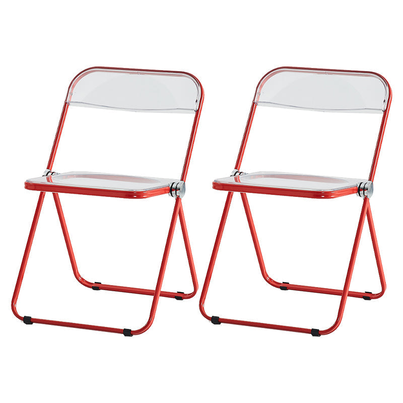 Contemporary Metal Home Side Chair Folding Open Back Dining Side Chair Red Clear 2 Piece Set Clearhalo ' kitchen&dining_furn' 'Dining Chairs' 'Dining Tables & Seating' 'dining_chair' 'furn' 'furn_dining_chair' 'Furniture' 'furniture_dining_chair' 'Kitchen & Dining Furniture' 'kitchen' 3871812