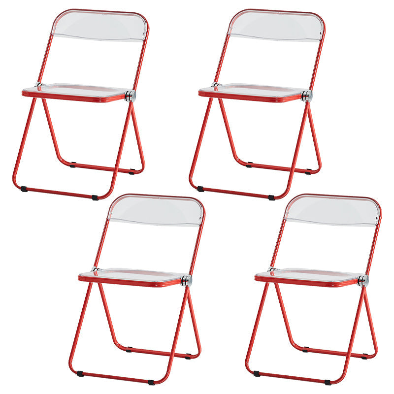 Contemporary Metal Home Side Chair Folding Open Back Dining Side Chair Red Clear 4 Piece Set Clearhalo ' kitchen&dining_furn' 'Dining Chairs' 'Dining Tables & Seating' 'dining_chair' 'furn' 'furn_dining_chair' 'Furniture' 'furniture_dining_chair' 'Kitchen & Dining Furniture' 'kitchen' 3871813