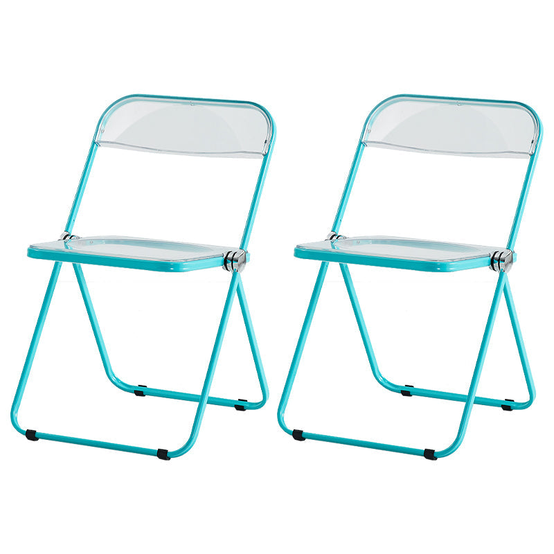 Contemporary Metal Home Side Chair Folding Open Back Dining Side Chair Light Blue-Clear 2 Piece Set Clearhalo ' kitchen&dining_furn' 'Dining Chairs' 'Dining Tables & Seating' 'dining_chair' 'furn' 'furn_dining_chair' 'Furniture' 'furniture_dining_chair' 'Kitchen & Dining Furniture' 'kitchen' 3871815