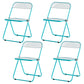 Contemporary Metal Home Side Chair Folding Open Back Dining Side Chair Light Blue-Clear 4 Piece Set Clearhalo ' kitchen&dining_furn' 'Dining Chairs' 'Dining Tables & Seating' 'dining_chair' 'furn' 'furn_dining_chair' 'Furniture' 'furniture_dining_chair' 'Kitchen & Dining Furniture' 'kitchen' 3871816