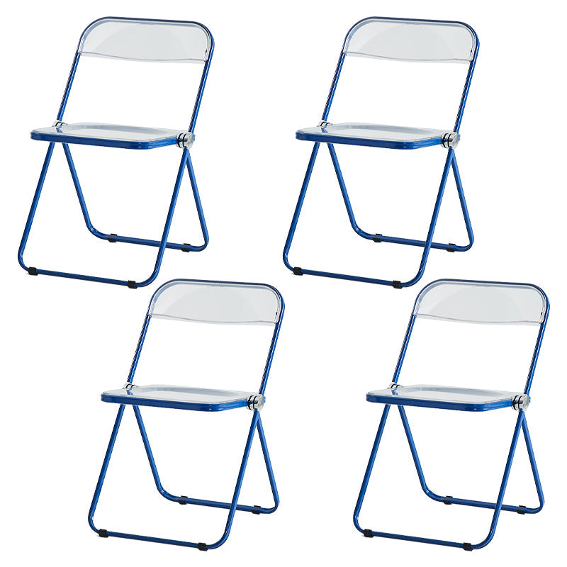 Contemporary Metal Home Side Chair Folding Open Back Dining Side Chair Dark Blue 4 Piece Set Clearhalo ' kitchen&dining_furn' 'Dining Chairs' 'Dining Tables & Seating' 'dining_chair' 'furn' 'furn_dining_chair' 'Furniture' 'furniture_dining_chair' 'Kitchen & Dining Furniture' 'kitchen' 3871819