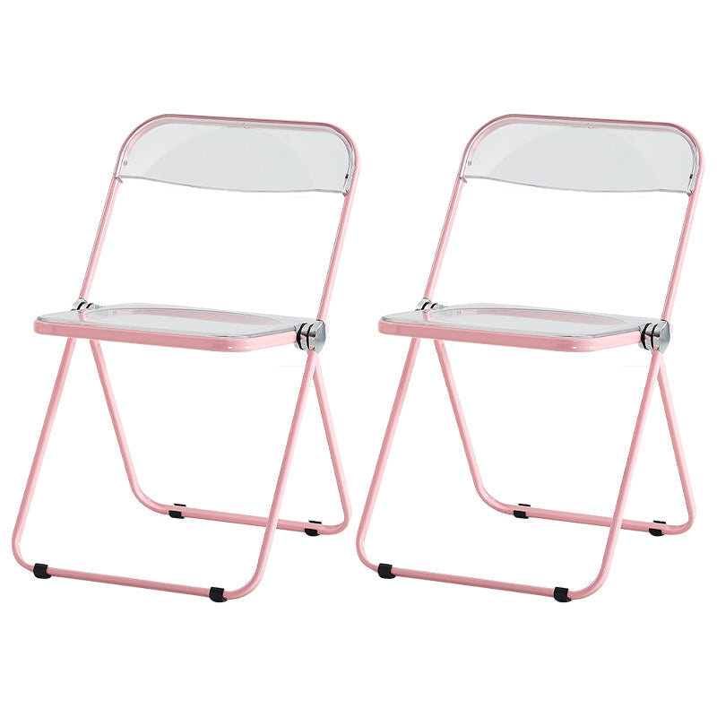 Contemporary Metal Home Side Chair Folding Open Back Dining Side Chair Light Pink 2 Piece Set Clearhalo ' kitchen&dining_furn' 'Dining Chairs' 'Dining Tables & Seating' 'dining_chair' 'furn' 'furn_dining_chair' 'Furniture' 'furniture_dining_chair' 'Kitchen & Dining Furniture' 'kitchen' 3871821