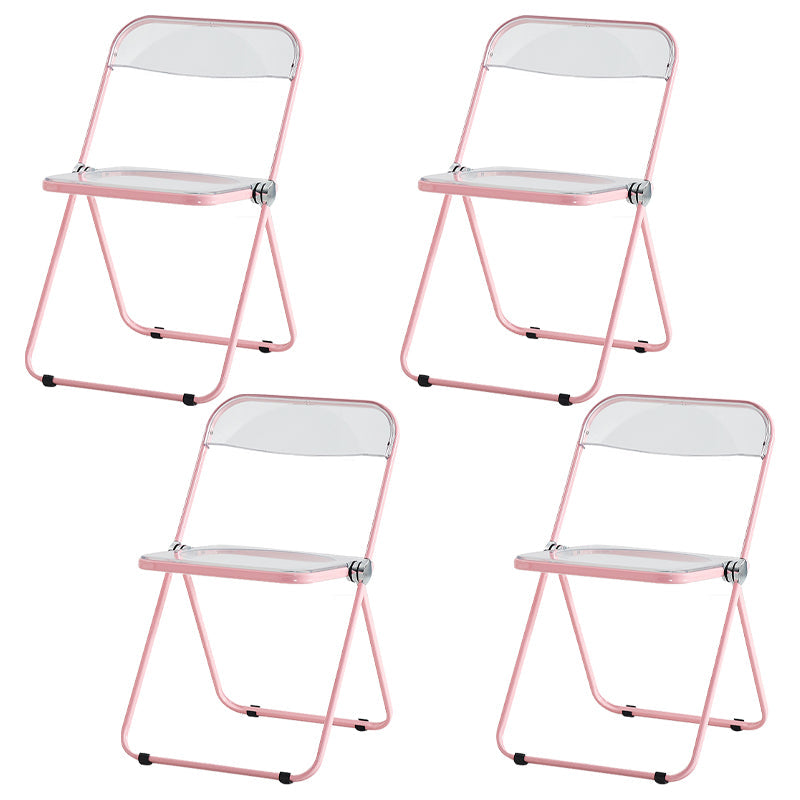 Contemporary Metal Home Side Chair Folding Open Back Dining Side Chair Light Pink 4 Piece Set Clearhalo ' kitchen&dining_furn' 'Dining Chairs' 'Dining Tables & Seating' 'dining_chair' 'furn' 'furn_dining_chair' 'Furniture' 'furniture_dining_chair' 'Kitchen & Dining Furniture' 'kitchen' 3871822