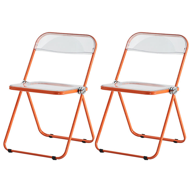 Contemporary Metal Home Side Chair Folding Open Back Dining Side Chair Orange 2 Piece Set Clearhalo ' kitchen&dining_furn' 'Dining Chairs' 'Dining Tables & Seating' 'dining_chair' 'furn' 'furn_dining_chair' 'Furniture' 'furniture_dining_chair' 'Kitchen & Dining Furniture' 'kitchen' 3871824