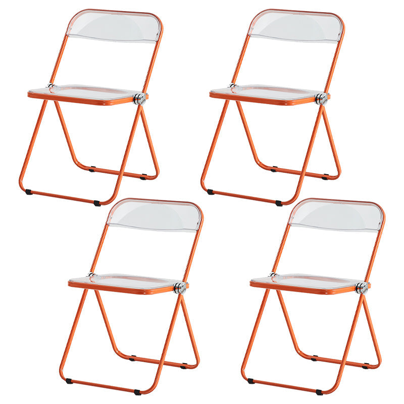 Contemporary Metal Home Side Chair Folding Open Back Dining Side Chair Orange 4 Piece Set Clearhalo ' kitchen&dining_furn' 'Dining Chairs' 'Dining Tables & Seating' 'dining_chair' 'furn' 'furn_dining_chair' 'Furniture' 'furniture_dining_chair' 'Kitchen & Dining Furniture' 'kitchen' 3871825