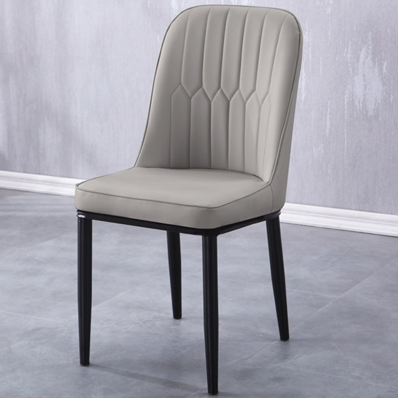 Contemporary Indoor-Outdoor Metal Dining Room Chairs Upholstered Armless Dining Chairs Dark Gray 1 Piece Black Clearhalo ' kitchen&dining_furn' 'Dining Chairs' 'Dining Tables & Seating' 'dining_chair' 'furn' 'furn_dining_chair' 'Furniture' 'furniture_dining_chair' 'Kitchen & Dining Furniture' 'kitchen' 3871828