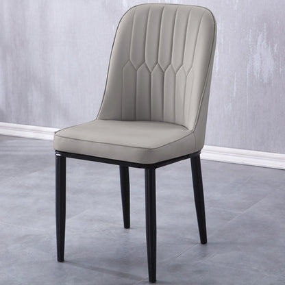 Contemporary Indoor-Outdoor Metal Dining Room Chairs Upholstered Armless Dining Chairs Dark Gray 1 Piece Black Clearhalo ' kitchen&dining_furn' 'Dining Chairs' 'Dining Tables & Seating' 'dining_chair' 'furn' 'furn_dining_chair' 'Furniture' 'furniture_dining_chair' 'Kitchen & Dining Furniture' 'kitchen' 3871828