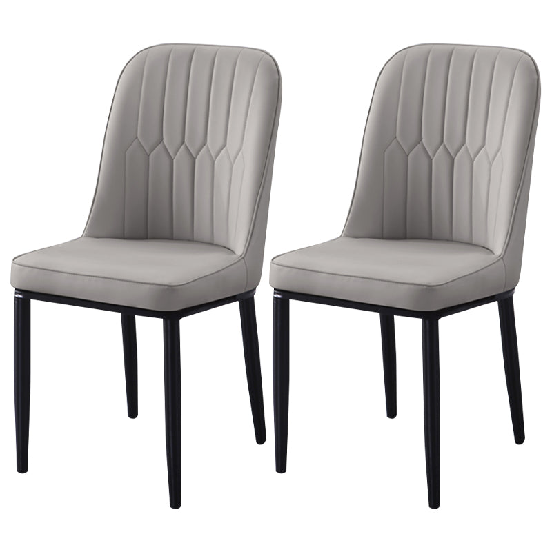 Contemporary Indoor-Outdoor Metal Dining Room Chairs Upholstered Armless Dining Chairs Dark Gray 2 Piece Set Black Clearhalo ' kitchen&dining_furn' 'Dining Chairs' 'Dining Tables & Seating' 'dining_chair' 'furn' 'furn_dining_chair' 'Furniture' 'furniture_dining_chair' 'Kitchen & Dining Furniture' 'kitchen' 3871830