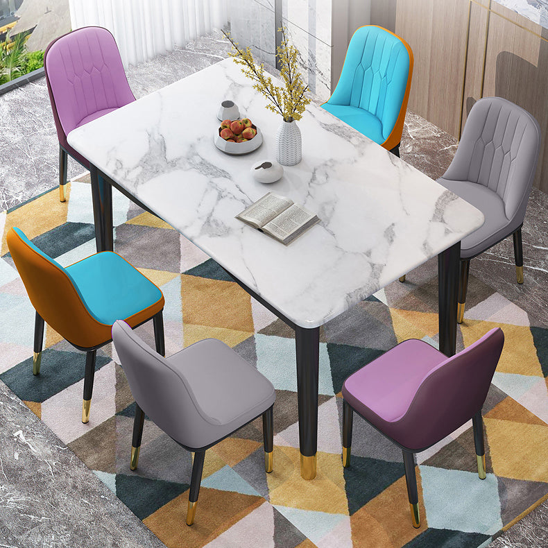 Contemporary Indoor-Outdoor Metal Dining Room Chairs Upholstered Armless Dining Chairs Clearhalo ' kitchen&dining_furn' 'Dining Chairs' 'Dining Tables & Seating' 'dining_chair' 'furn' 'furn_dining_chair' 'Furniture' 'furniture_dining_chair' 'Kitchen & Dining Furniture' 'kitchen' 3871831