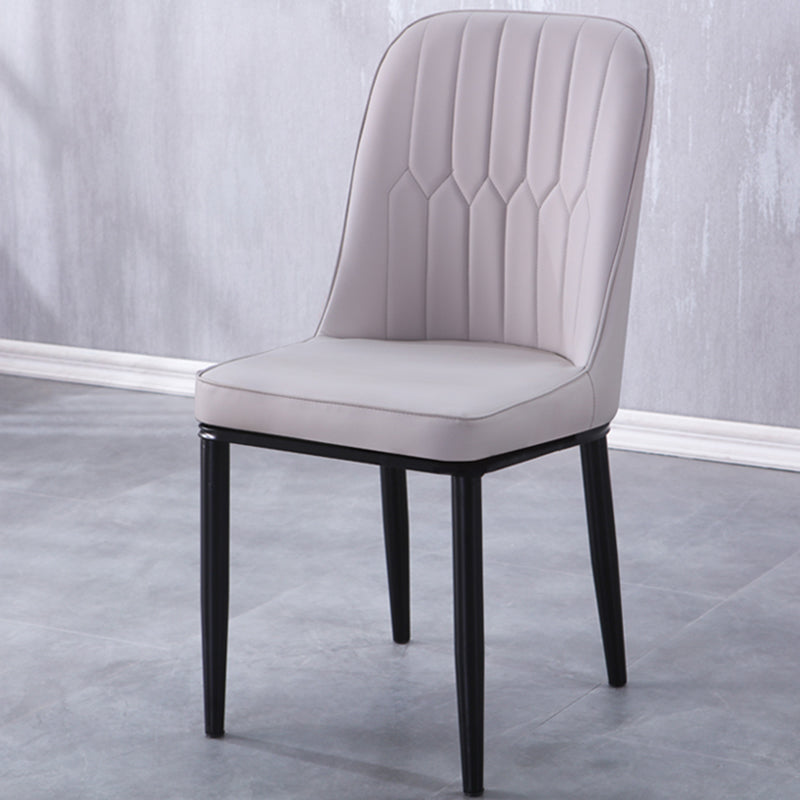 Contemporary Indoor-Outdoor Metal Dining Room Chairs Upholstered Armless Dining Chairs Light Gray 1 Piece Black Clearhalo ' kitchen&dining_furn' 'Dining Chairs' 'Dining Tables & Seating' 'dining_chair' 'furn' 'furn_dining_chair' 'Furniture' 'furniture_dining_chair' 'Kitchen & Dining Furniture' 'kitchen' 3871834