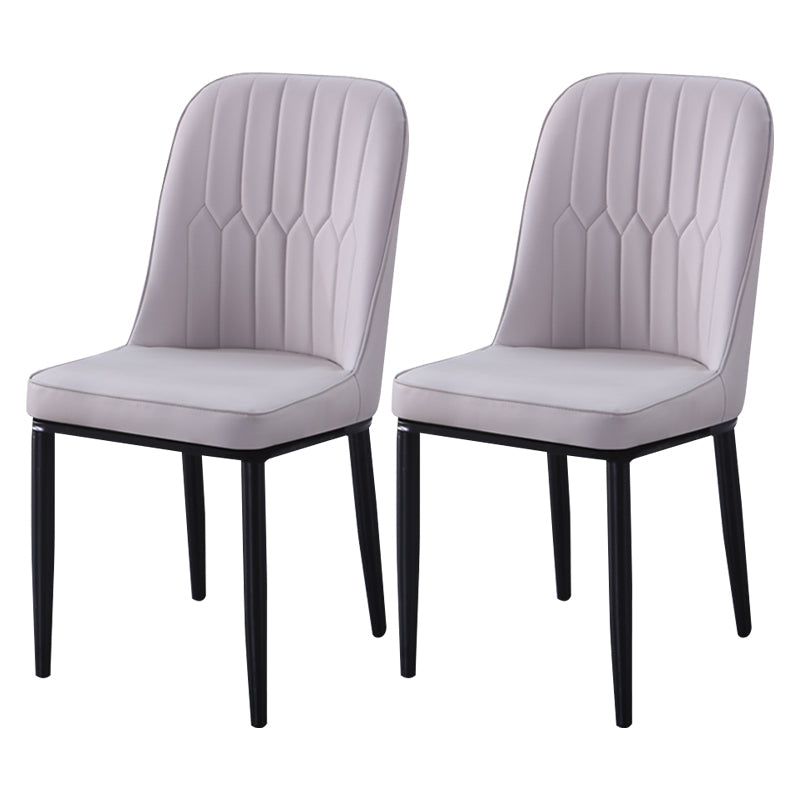 Contemporary Indoor-Outdoor Metal Dining Room Chairs Upholstered Armless Dining Chairs Light Gray 2 Piece Set Black Clearhalo ' kitchen&dining_furn' 'Dining Chairs' 'Dining Tables & Seating' 'dining_chair' 'furn' 'furn_dining_chair' 'Furniture' 'furniture_dining_chair' 'Kitchen & Dining Furniture' 'kitchen' 3871836