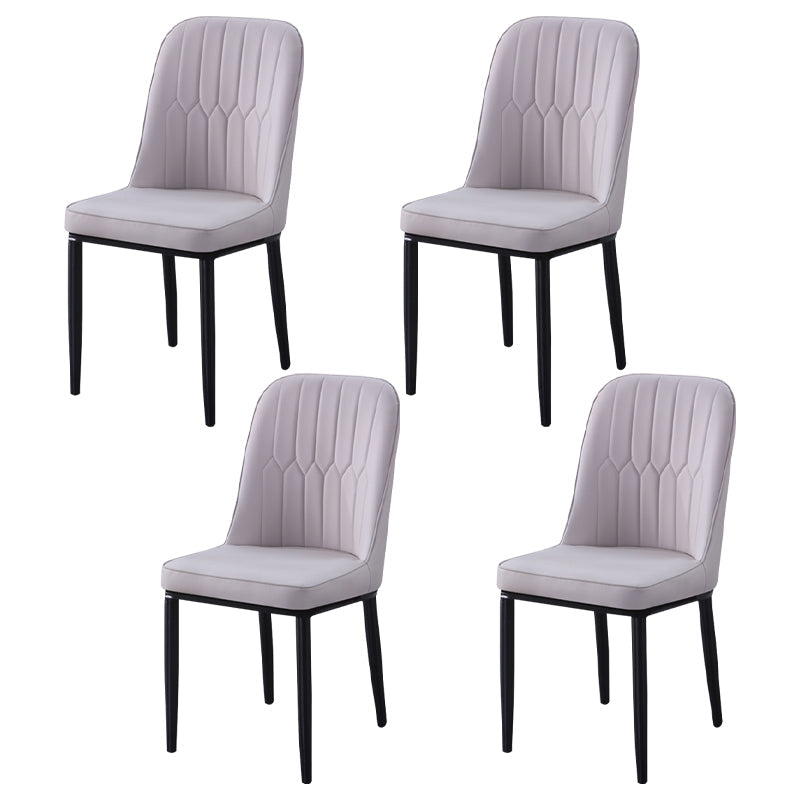 Contemporary Indoor-Outdoor Metal Dining Room Chairs Upholstered Armless Dining Chairs Light Gray 4 Piece Set Black Clearhalo ' kitchen&dining_furn' 'Dining Chairs' 'Dining Tables & Seating' 'dining_chair' 'furn' 'furn_dining_chair' 'Furniture' 'furniture_dining_chair' 'Kitchen & Dining Furniture' 'kitchen' 3871837