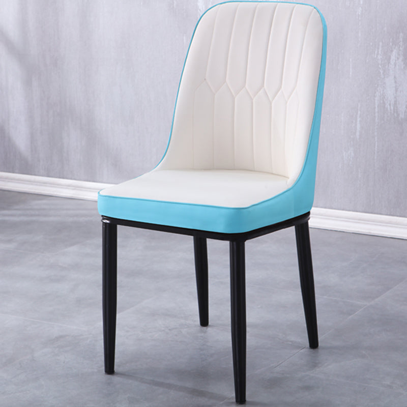 Contemporary Indoor-Outdoor Metal Dining Room Chairs Upholstered Armless Dining Chairs Blue 1 Piece Black Clearhalo ' kitchen&dining_furn' 'Dining Chairs' 'Dining Tables & Seating' 'dining_chair' 'furn' 'furn_dining_chair' 'Furniture' 'furniture_dining_chair' 'Kitchen & Dining Furniture' 'kitchen' 3871840