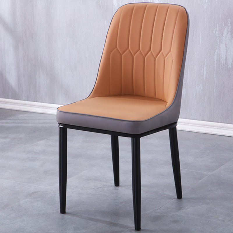 Contemporary Indoor-Outdoor Metal Dining Room Chairs Upholstered Armless Dining Chairs Khaki 1 Piece Black Clearhalo ' kitchen&dining_furn' 'Dining Chairs' 'Dining Tables & Seating' 'dining_chair' 'furn' 'furn_dining_chair' 'Furniture' 'furniture_dining_chair' 'Kitchen & Dining Furniture' 'kitchen' 3871845