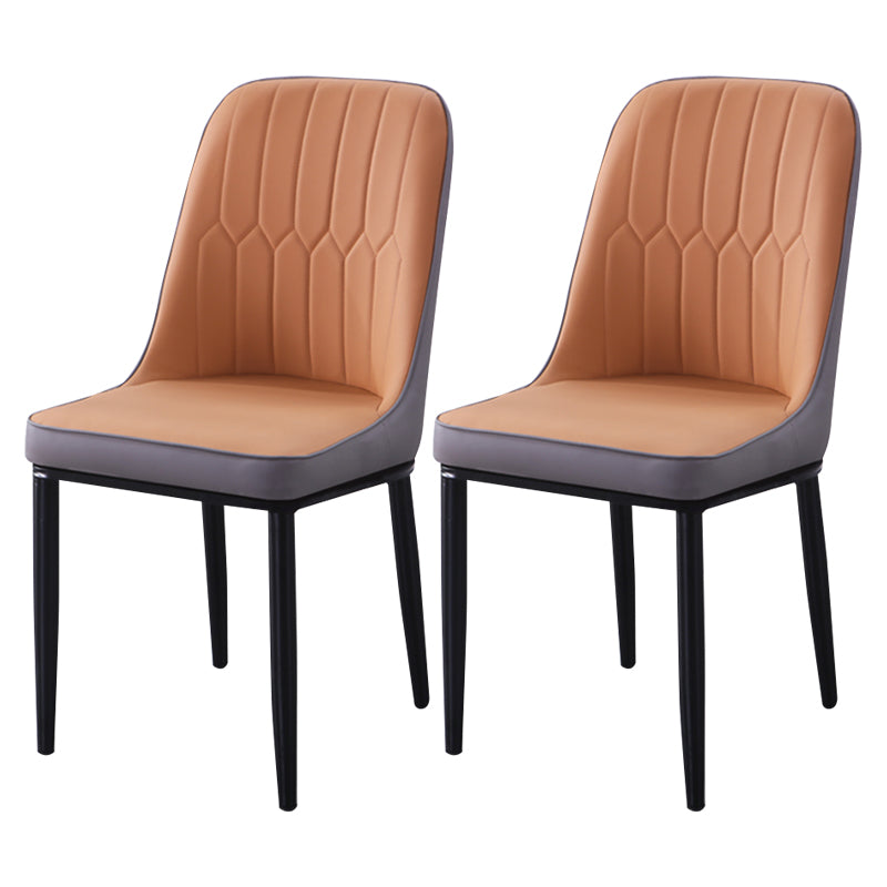 Contemporary Indoor-Outdoor Metal Dining Room Chairs Upholstered Armless Dining Chairs Khaki 2 Piece Set Black Clearhalo ' kitchen&dining_furn' 'Dining Chairs' 'Dining Tables & Seating' 'dining_chair' 'furn' 'furn_dining_chair' 'Furniture' 'furniture_dining_chair' 'Kitchen & Dining Furniture' 'kitchen' 3871846