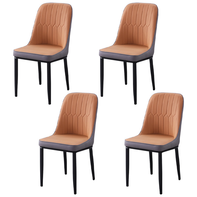 Contemporary Indoor-Outdoor Metal Dining Room Chairs Upholstered Armless Dining Chairs Khaki 4 Piece Set Black Clearhalo ' kitchen&dining_furn' 'Dining Chairs' 'Dining Tables & Seating' 'dining_chair' 'furn' 'furn_dining_chair' 'Furniture' 'furniture_dining_chair' 'Kitchen & Dining Furniture' 'kitchen' 3871847