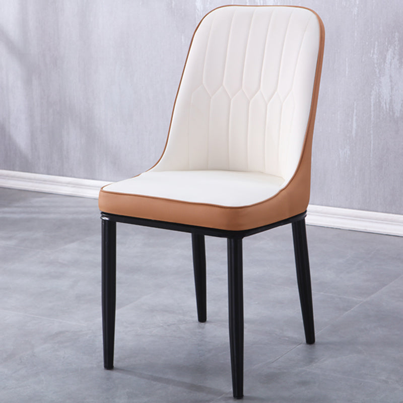 Contemporary Indoor-Outdoor Metal Dining Room Chairs Upholstered Armless Dining Chairs Coffee 1 Piece Black Clearhalo ' kitchen&dining_furn' 'Dining Chairs' 'Dining Tables & Seating' 'dining_chair' 'furn' 'furn_dining_chair' 'Furniture' 'furniture_dining_chair' 'Kitchen & Dining Furniture' 'kitchen' 3871848