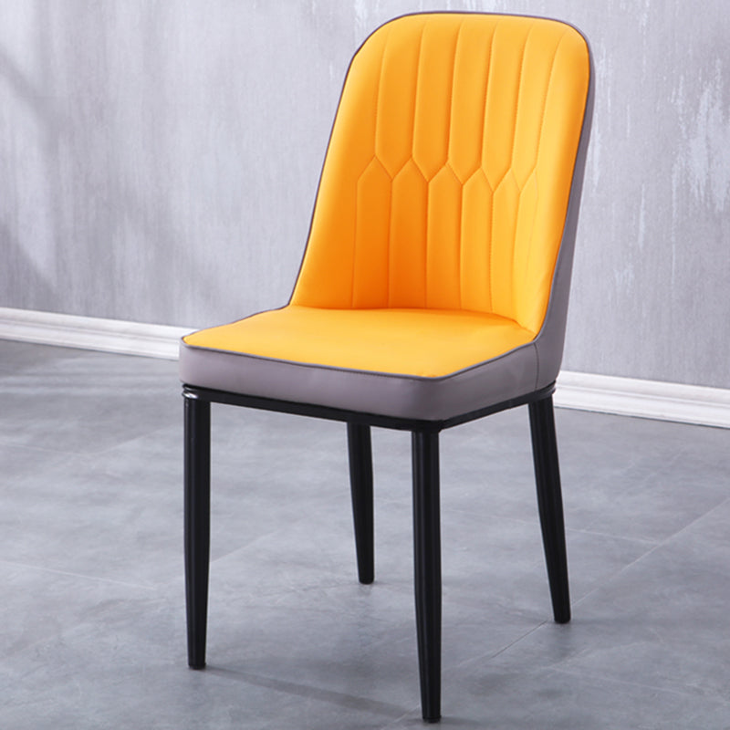 Contemporary Indoor-Outdoor Metal Dining Room Chairs Upholstered Armless Dining Chairs Orange-Gray 1 Piece Black Clearhalo ' kitchen&dining_furn' 'Dining Chairs' 'Dining Tables & Seating' 'dining_chair' 'furn' 'furn_dining_chair' 'Furniture' 'furniture_dining_chair' 'Kitchen & Dining Furniture' 'kitchen' 3871854