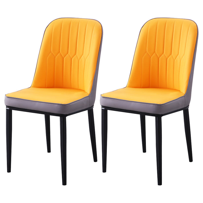 Contemporary Indoor-Outdoor Metal Dining Room Chairs Upholstered Armless Dining Chairs Orange-Gray 2 Piece Set Black Clearhalo ' kitchen&dining_furn' 'Dining Chairs' 'Dining Tables & Seating' 'dining_chair' 'furn' 'furn_dining_chair' 'Furniture' 'furniture_dining_chair' 'Kitchen & Dining Furniture' 'kitchen' 3871855