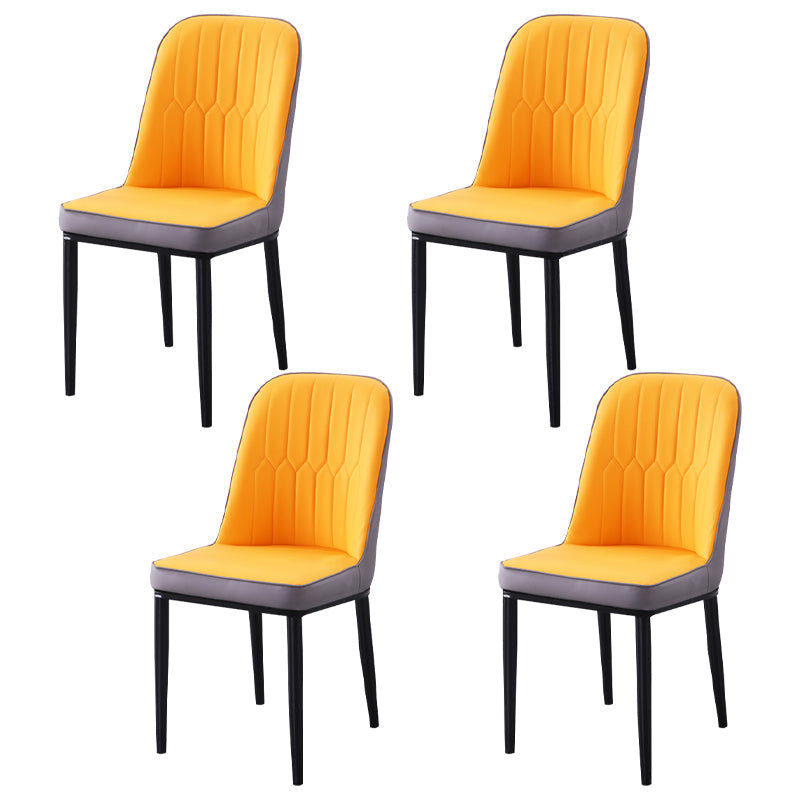Contemporary Indoor-Outdoor Metal Dining Room Chairs Upholstered Armless Dining Chairs Orange-Gray 4 Piece Set Black Clearhalo ' kitchen&dining_furn' 'Dining Chairs' 'Dining Tables & Seating' 'dining_chair' 'furn' 'furn_dining_chair' 'Furniture' 'furniture_dining_chair' 'Kitchen & Dining Furniture' 'kitchen' 3871856